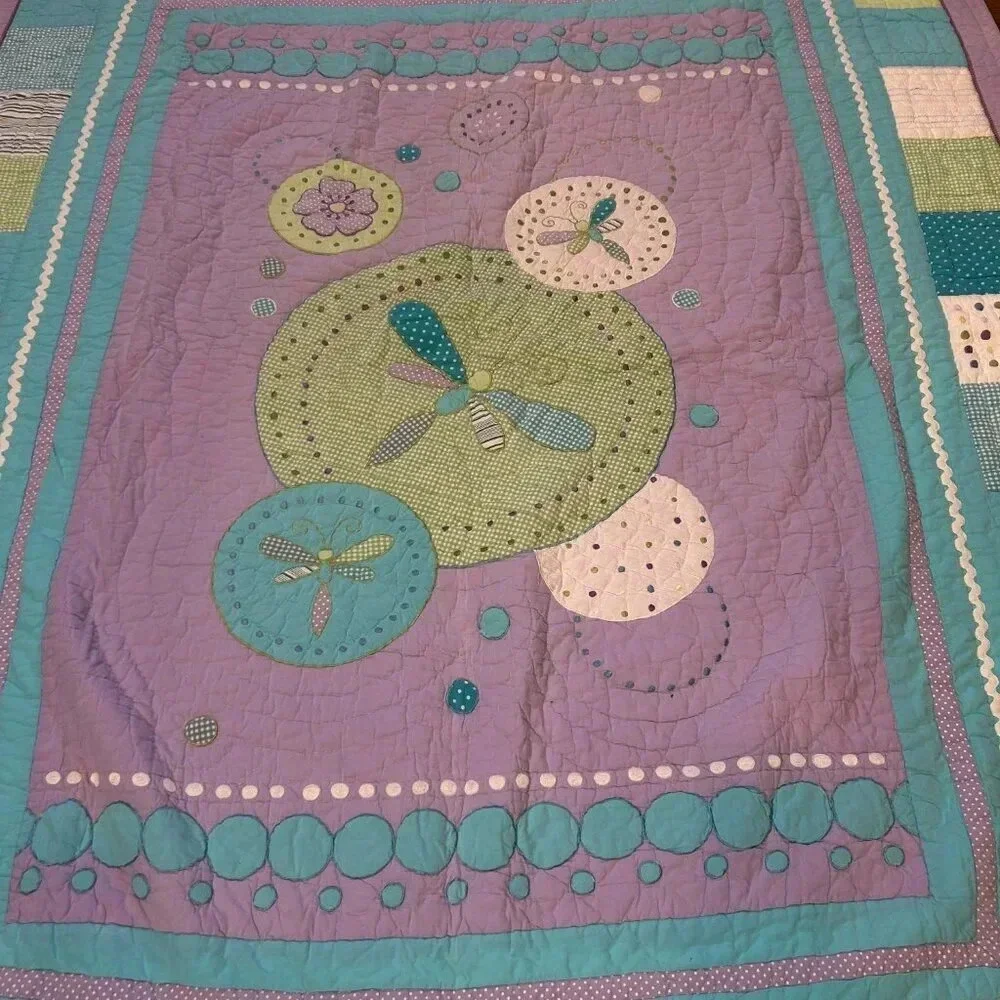 Freckles Dragonfly Lavender Green Child's Quilt 83